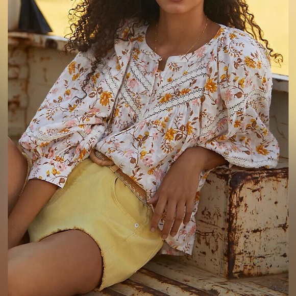 Anthropologie Harmony Lace Peasant Top - Picture 9 of 12